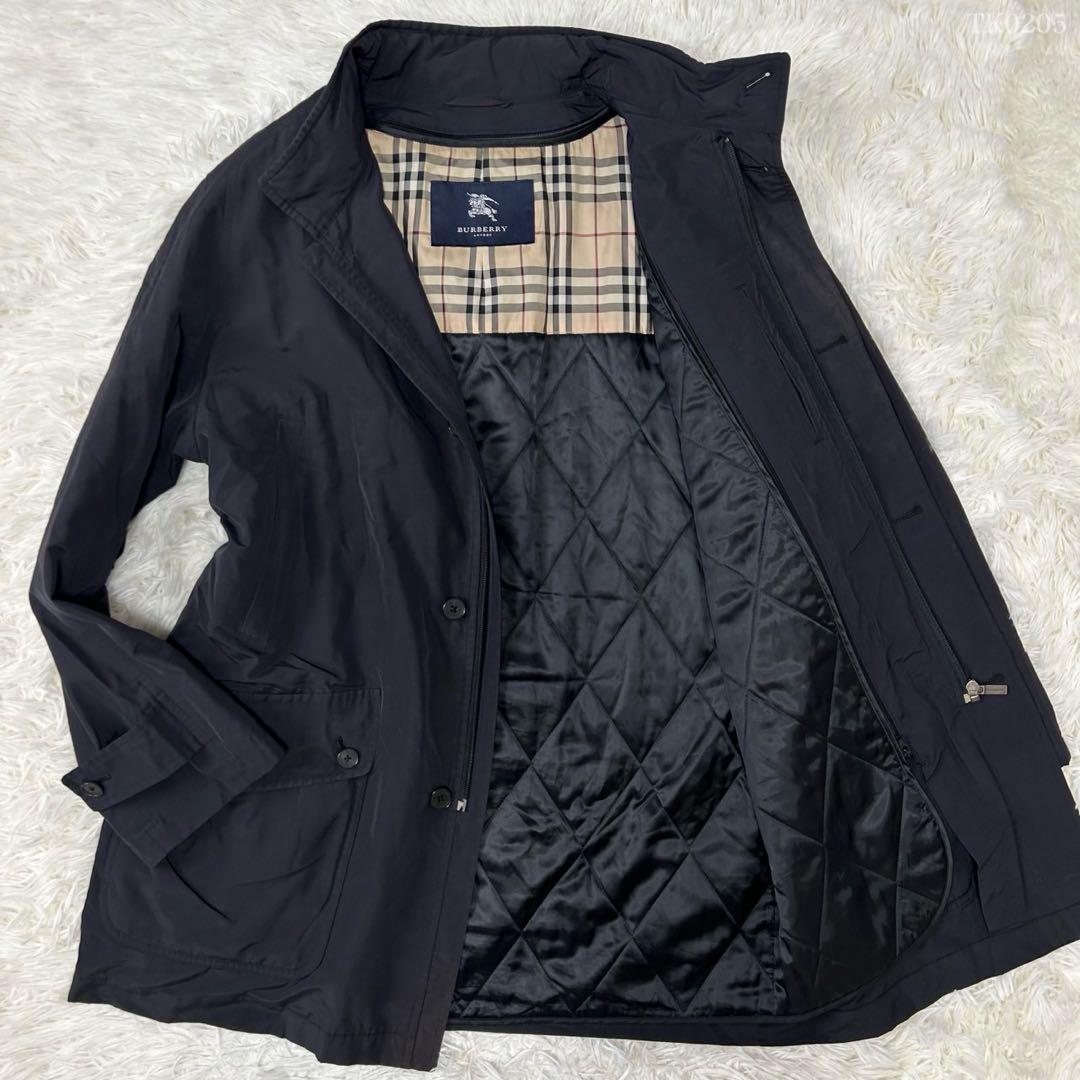 【美品/M】バーバリーロンドン ステンカラーコート アウター 黒 ライナー付