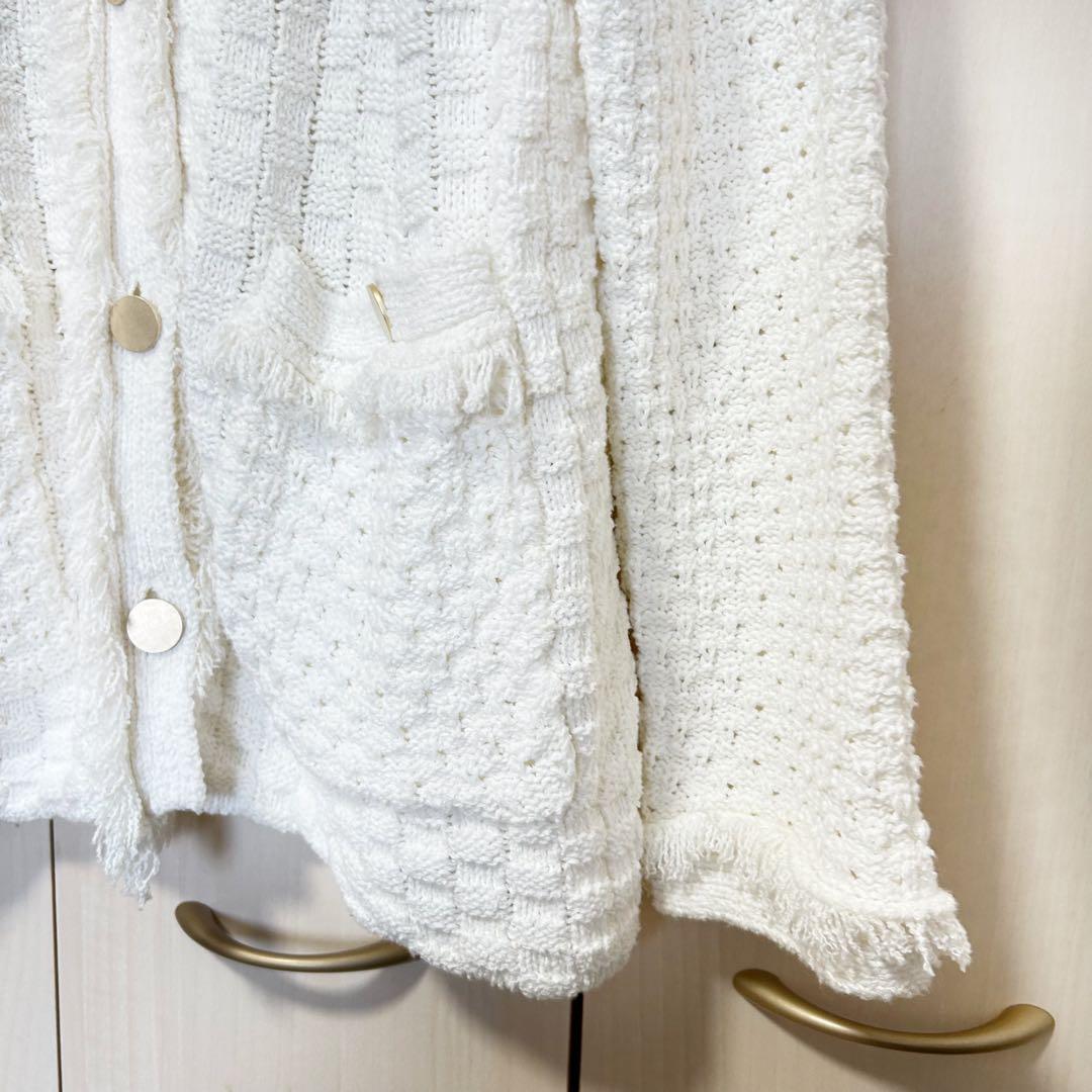 allureville アルアバイル フリゼパターンMIXカーディガン 2 金釦