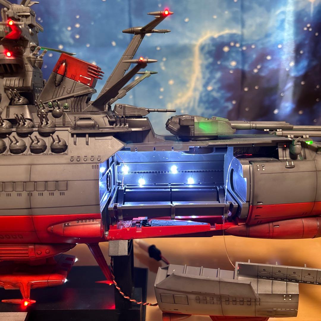 T*i様 宇宙戦艦ヤマト 1/500 フル電飾！完成品。墨入れ済みつや消し塗装済