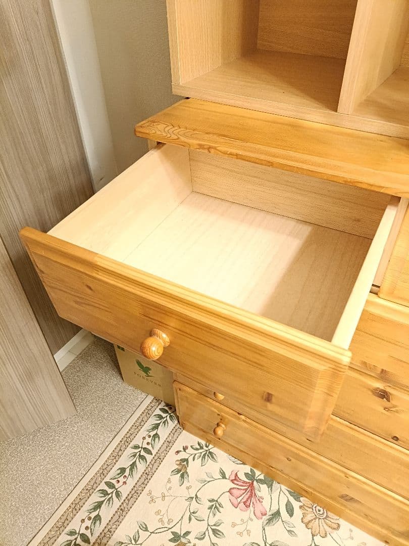 木製 5段チェスト キャビネット 洋服箪笥 五段 タンス ワイドチェスト 棚