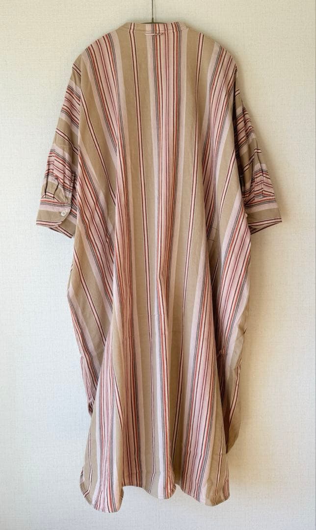 45R インドミニヘリンボンストライプのビッグシャツドレス フリーサイズ