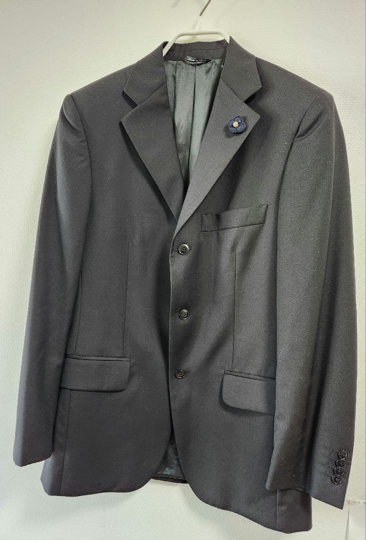 LARDINI ウールスーツ ブラック 46　ロロ・ピアーナ