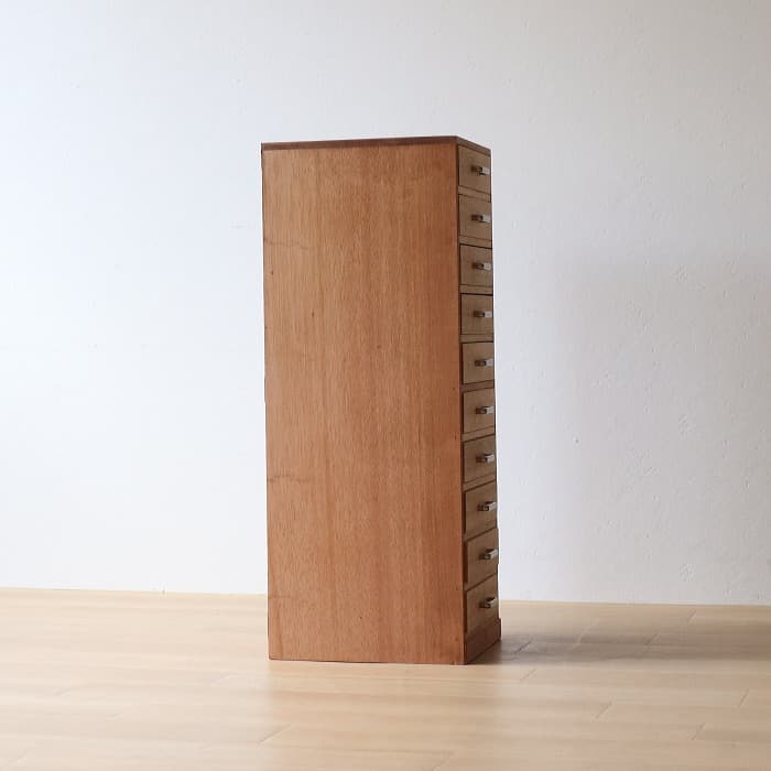 アンティーク 引出し10杯 整理箱 タンス 古家具 ラワン 木製 無塗装 レトロ