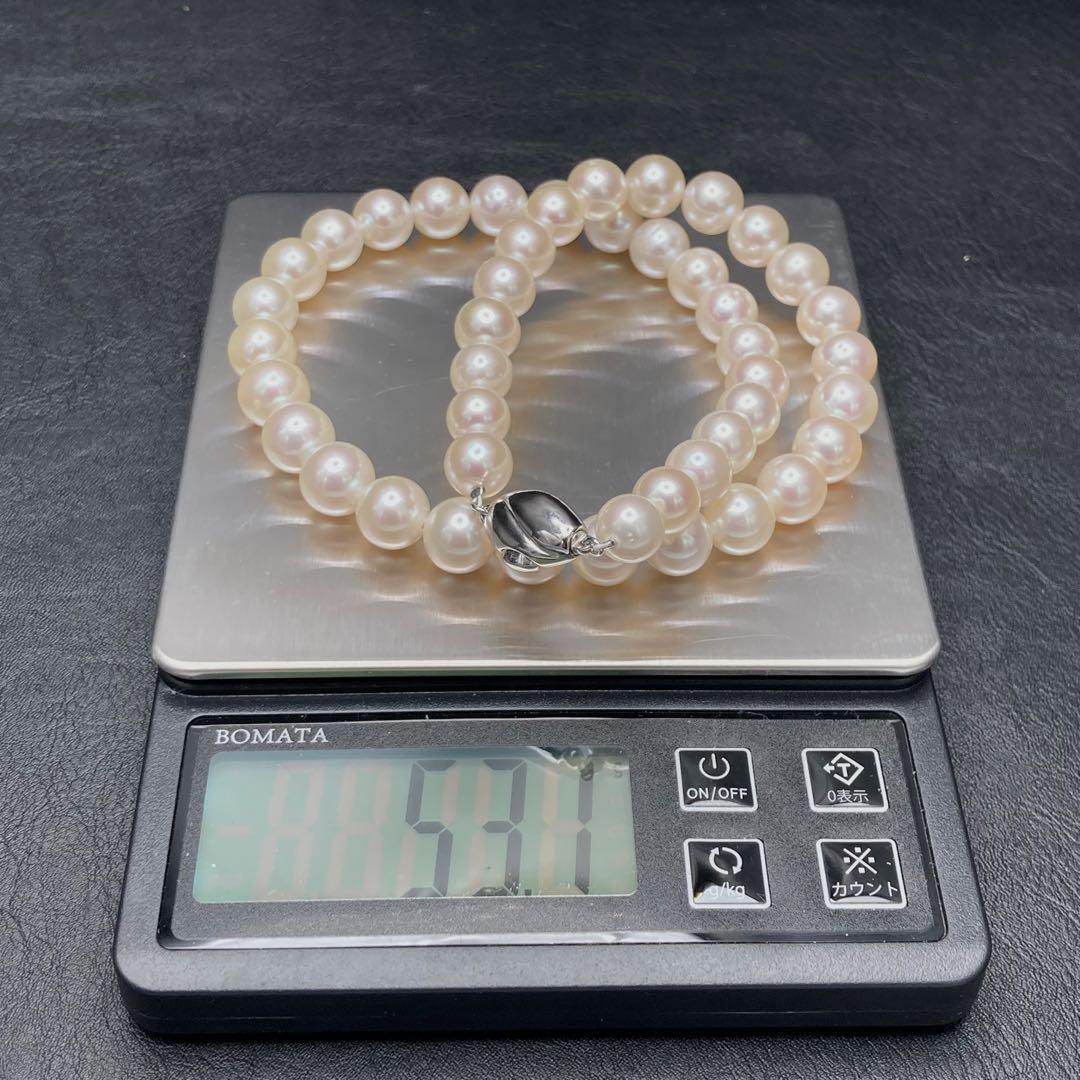 ✨美品✨本真珠 パール ネックレス 9.0〜10mm 43cm SILVER金具