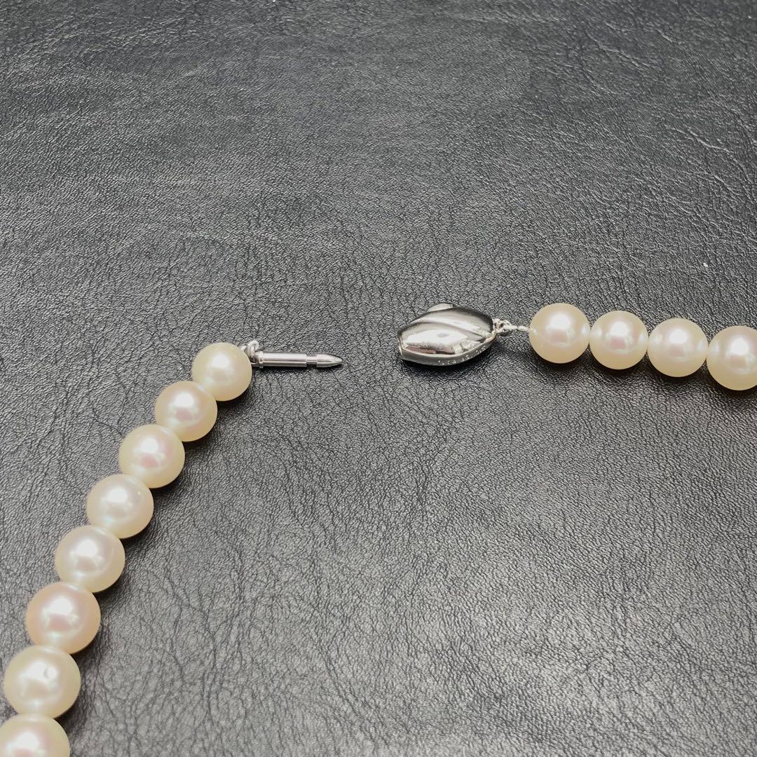✨美品✨本真珠 パール ネックレス 9.0〜10mm 43cm SILVER金具