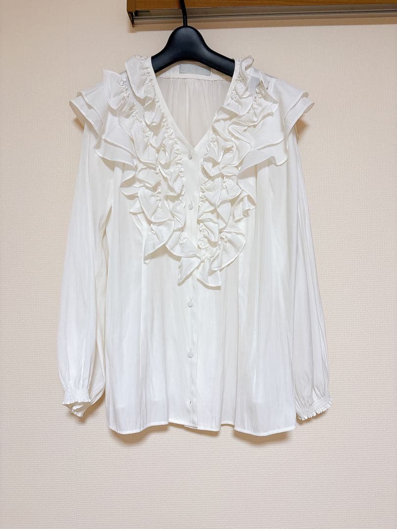 美品セルフォード2点/ツィードニットジャケット/割線フリルチュニックブラウス