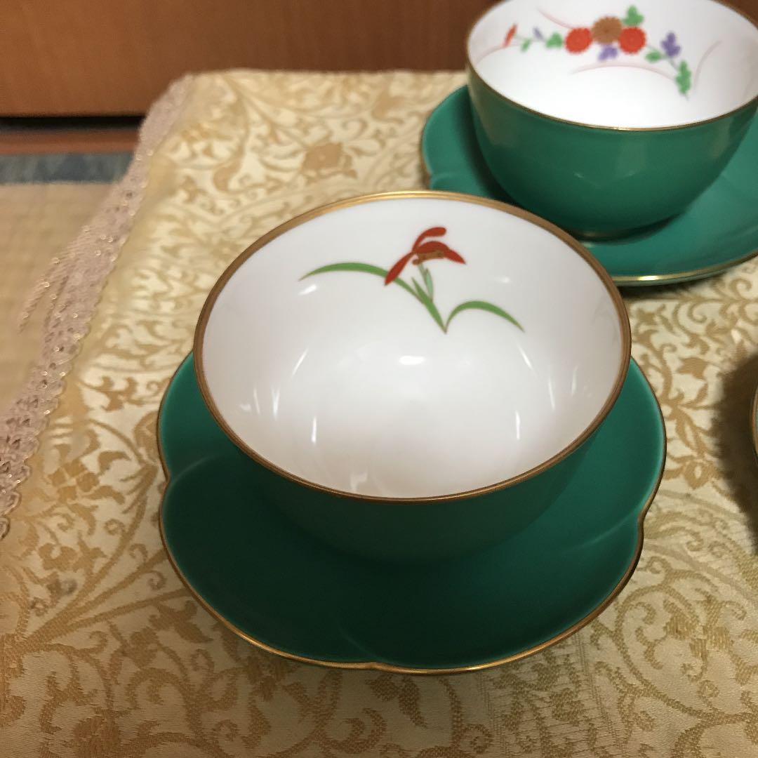 【新品未使用】有田焼香蘭社　湯呑み茶托五客セット