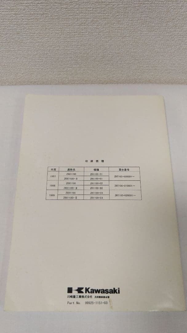 ワンオーナー ＺＲＸ1100 KAWASAKI カワサキ サービスマニュアル