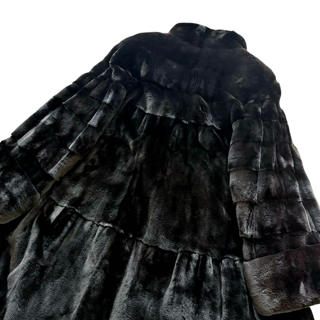 裾周り230 シェアードミンク フレア ファーコート ロールアップ 毛皮 XL