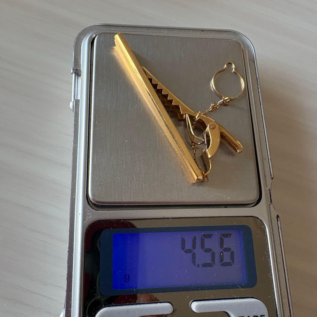 専用です。18金ストライプ ネクタイピン チェーン付き