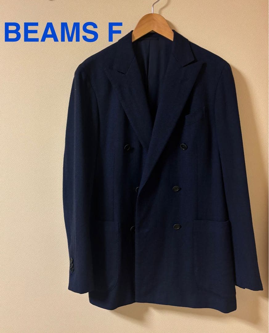 BEAMS F ダブルブレスト ジャケット 95 ネイビー 日本製 総裏 秋冬
