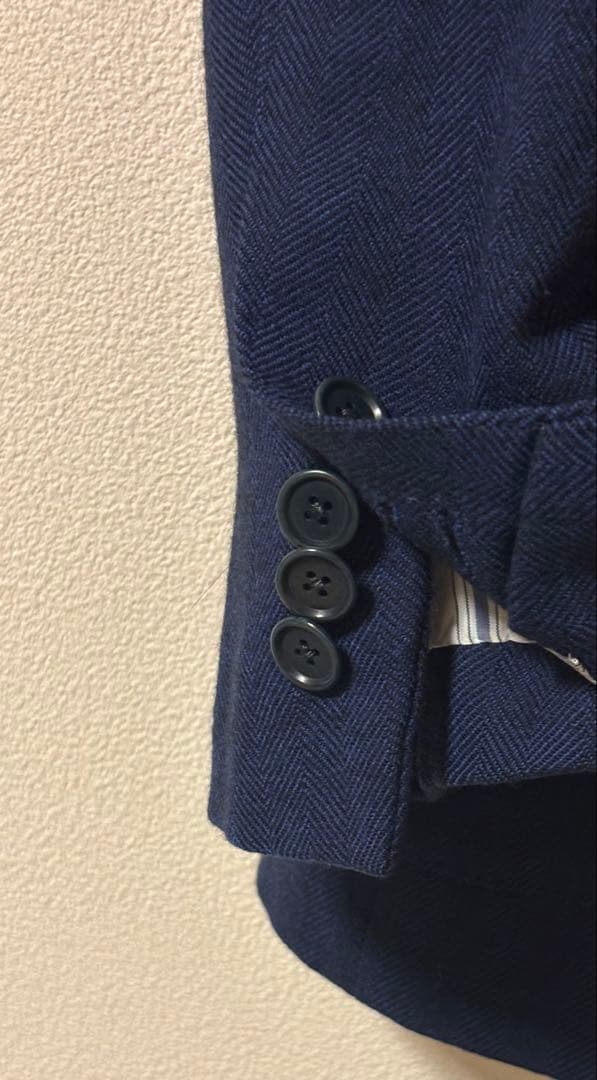 BEAMS F ダブルブレスト ジャケット 95 ネイビー 日本製 総裏 秋冬