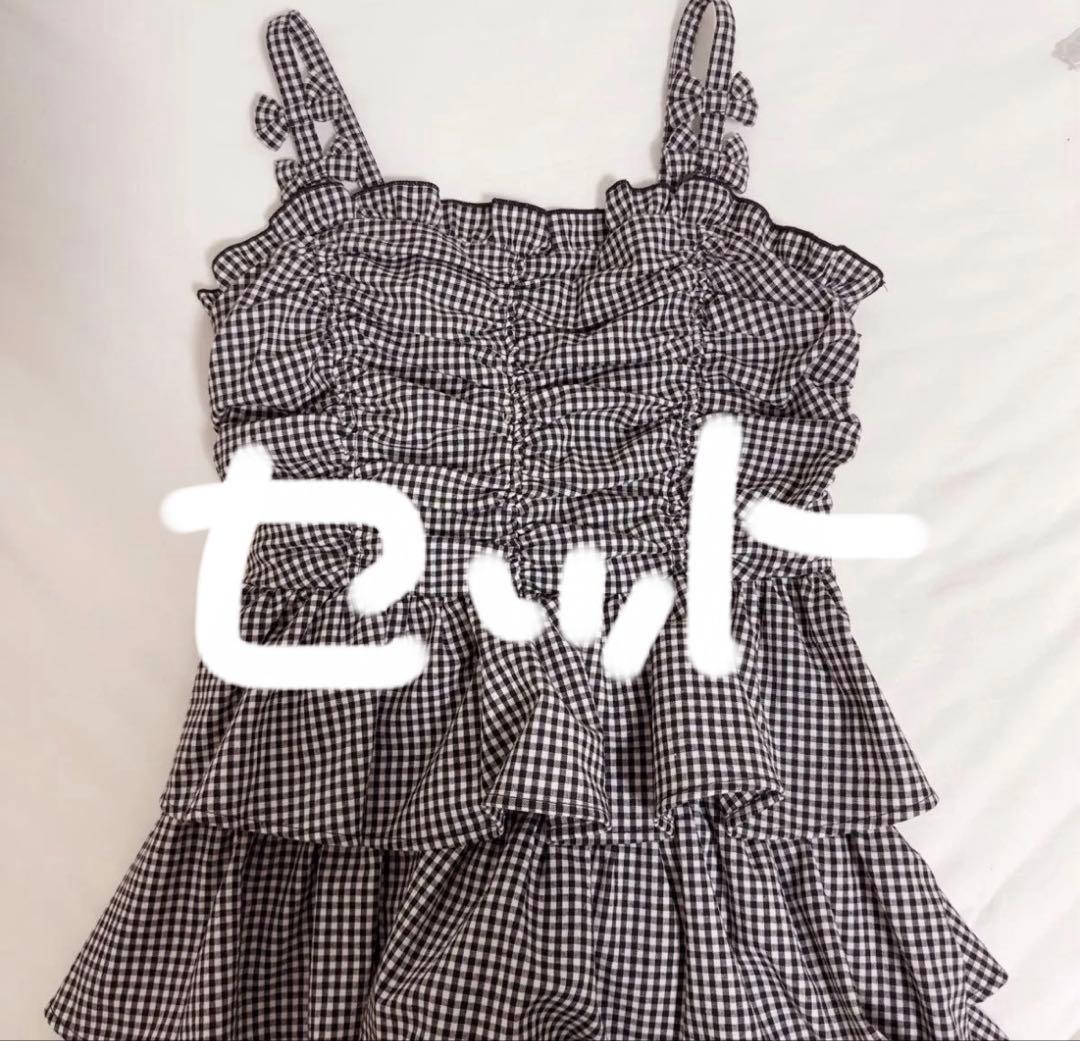 evelyn リボンキャミギャザーop ハート透かしビジューtp