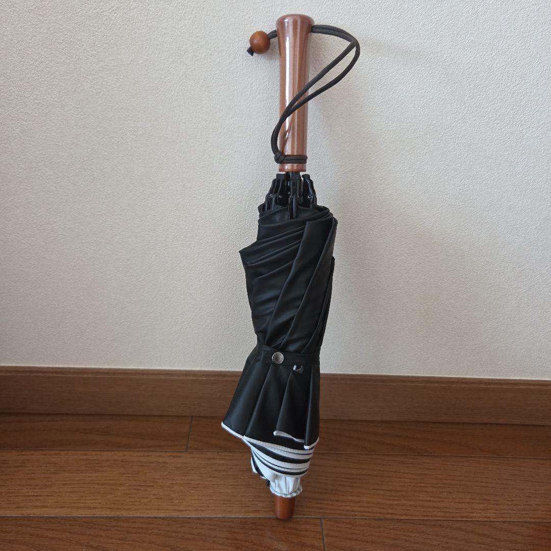 ストライプデザイン(モカ)　2段折り　日傘