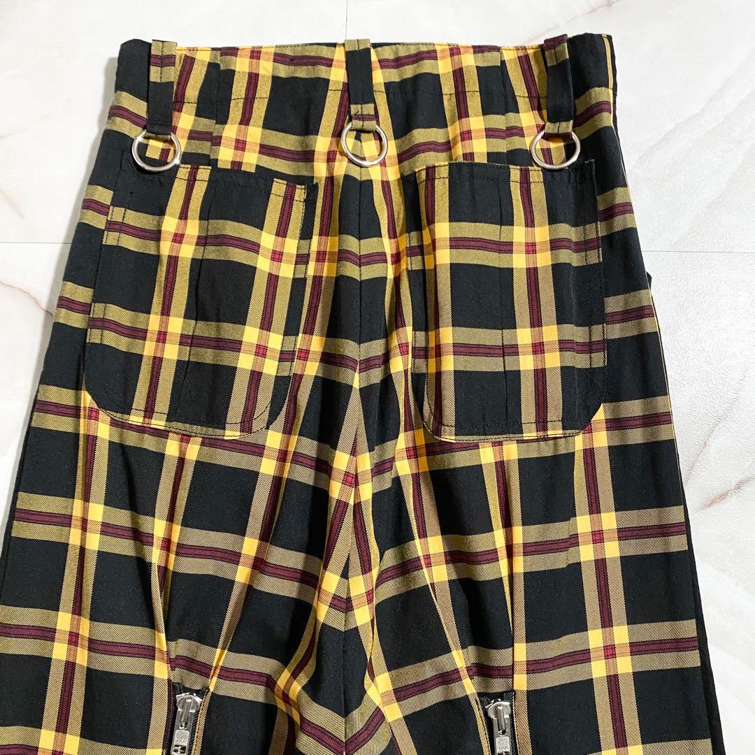 A18069 美品 キディル ドッキングボンテージサルエルパンツ 黒黄 46