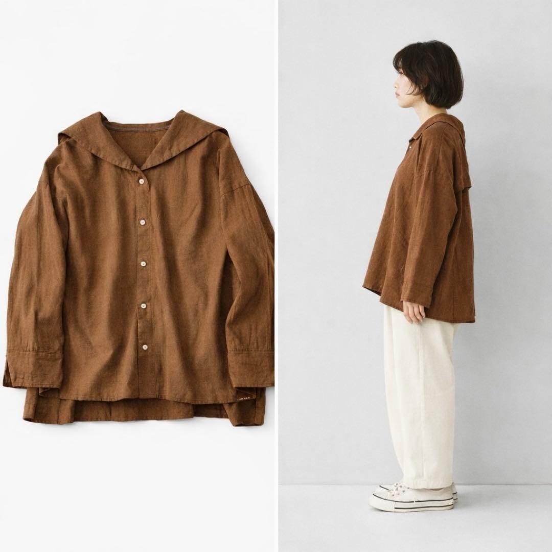 nest Robe ネストローブ　ブラウン セーラー襟 長袖シャツ　ブラウス