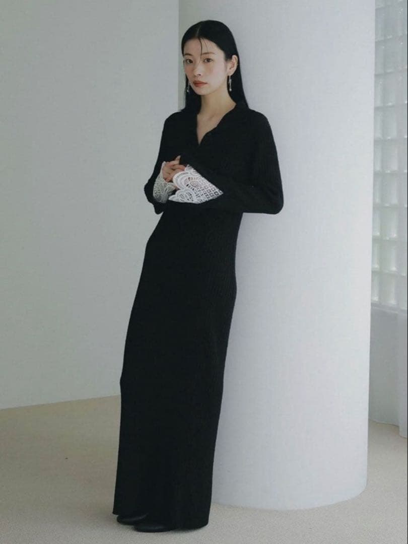 Lagunamoon レーススリーブネップリブニットワンピース Mサイズ