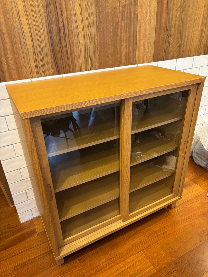 【sakurako✳︎】無印良品　ナチュラルオーク 食器棚 ガラス扉 3段
