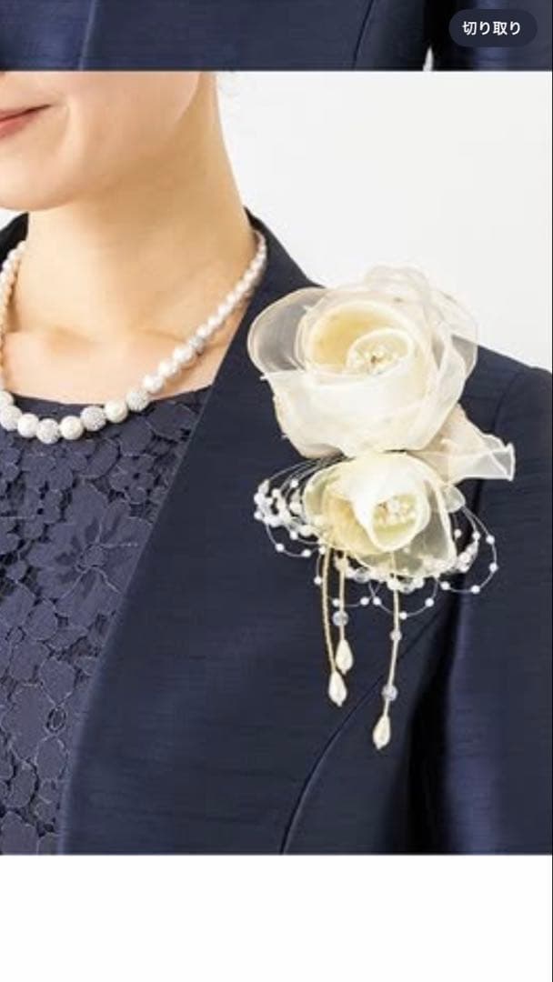 東京ソワール　PETITSOIR コサージュ ブローチブルー　シルバー　美品