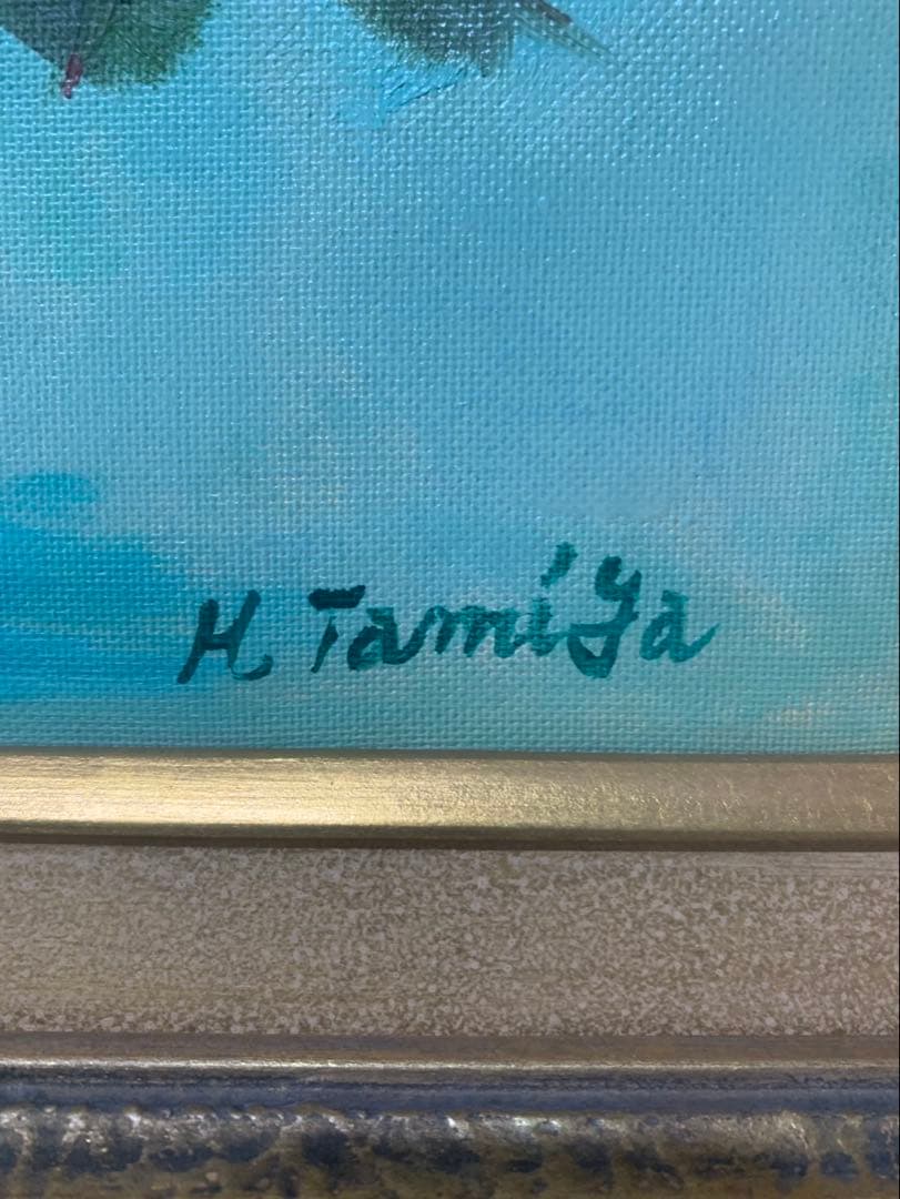 絵画額装　油彩肉筆画　真作　田宮博夫『ばら』F6