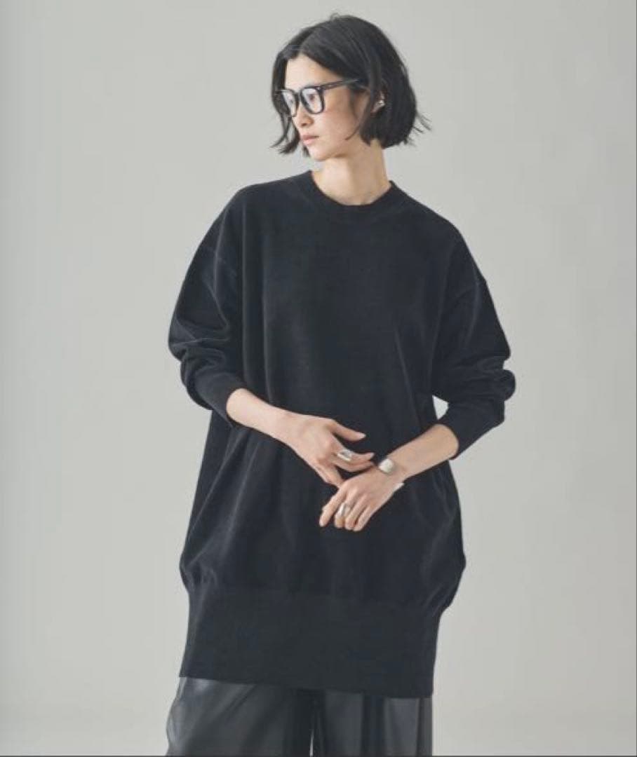 今季　新品　カレンソロジー ニットベロアチュニック　ブラック