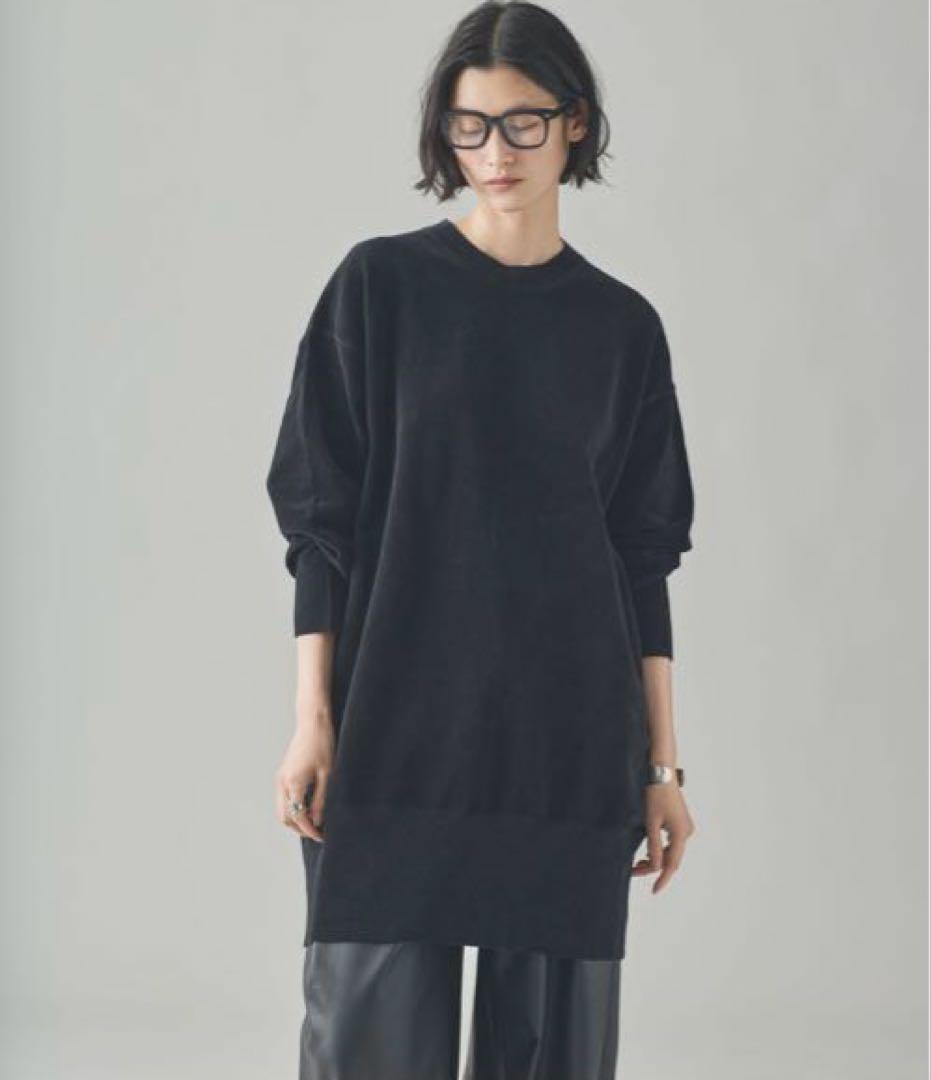 今季　新品　カレンソロジー ニットベロアチュニック　ブラック