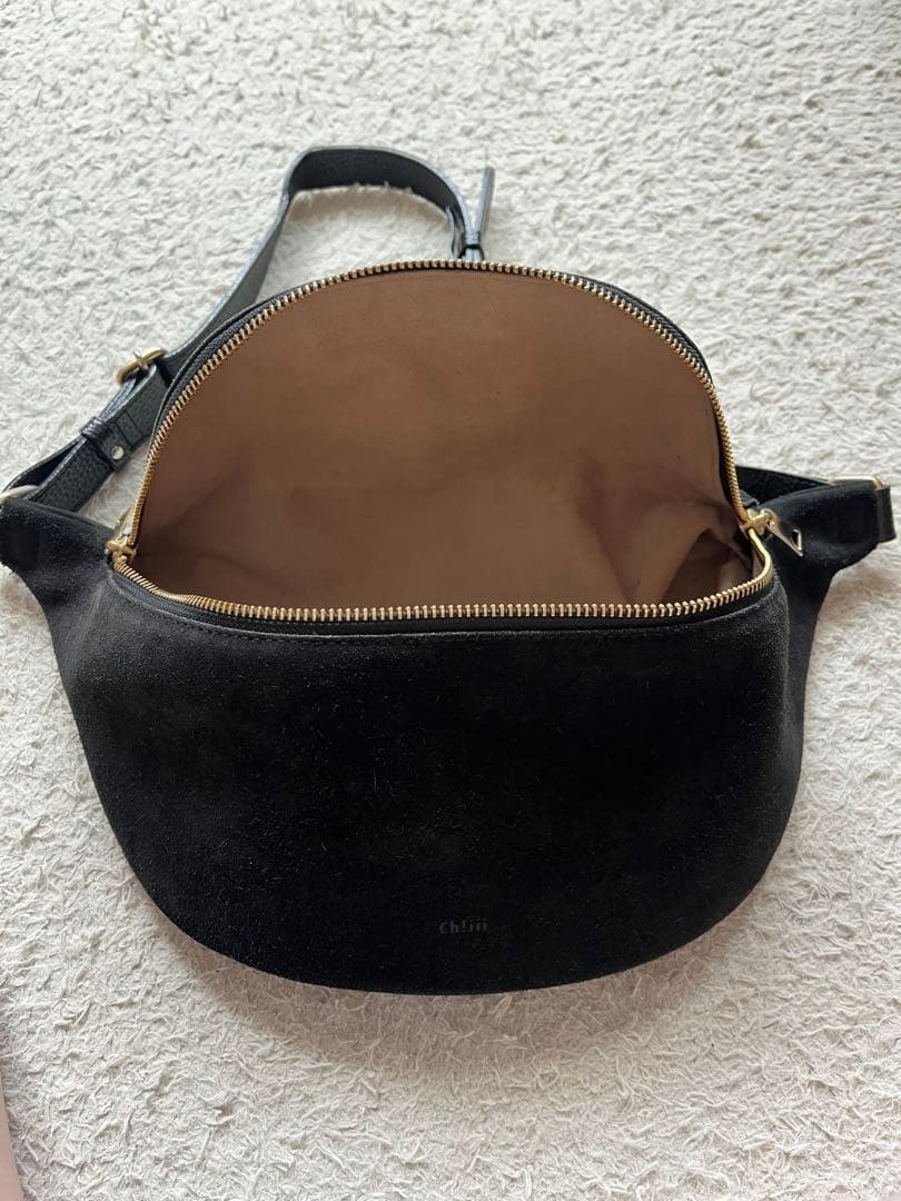 chiiiibag ブラック スエード ウエストバッグ