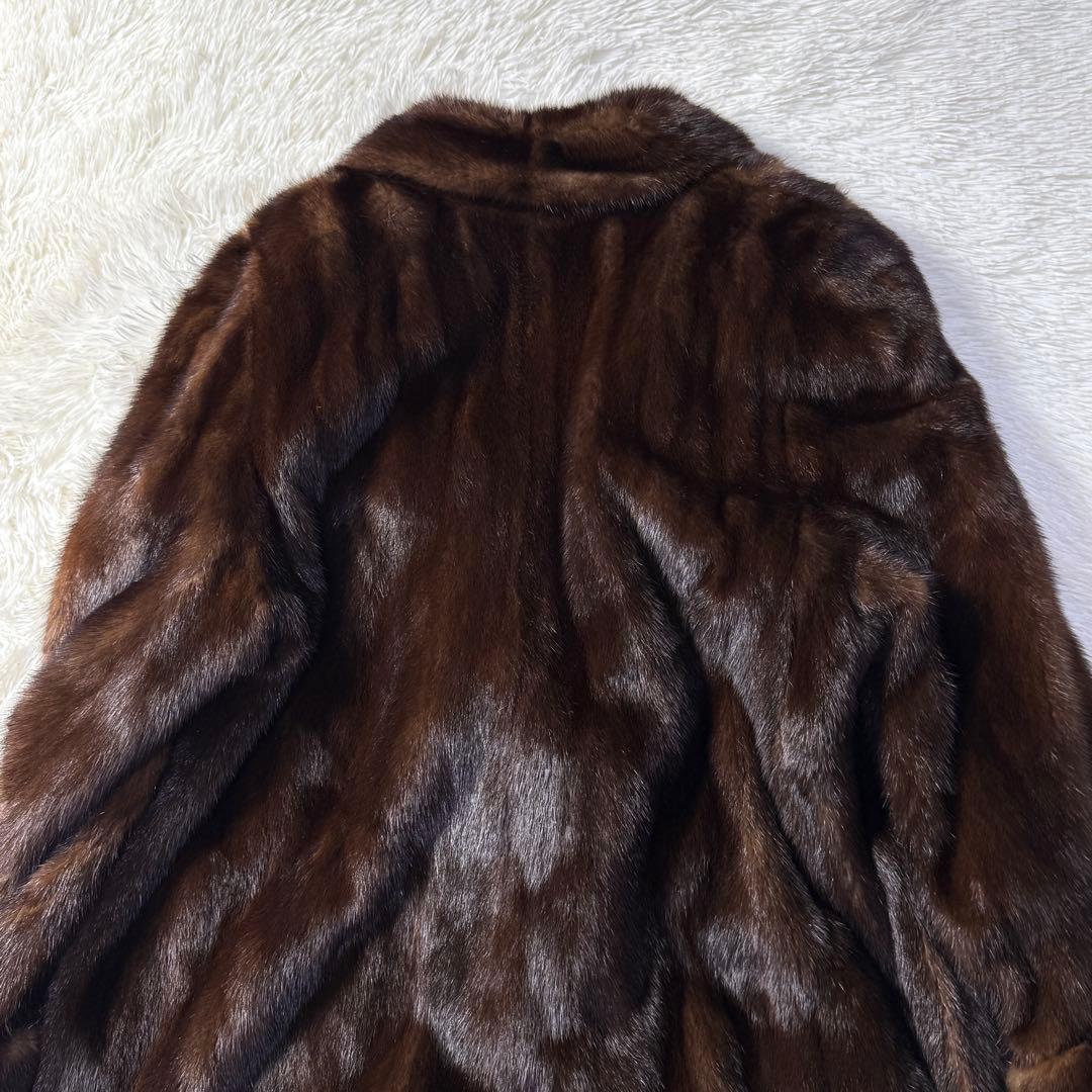 EMBA エンバ ミンク 本毛皮 ファーコート ダークブラウン L相当 艶