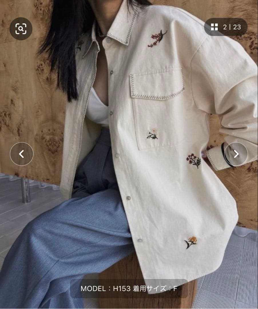 アメリSMALL FLOWER OVER SHIRTフラワーシャツ　アイボリー