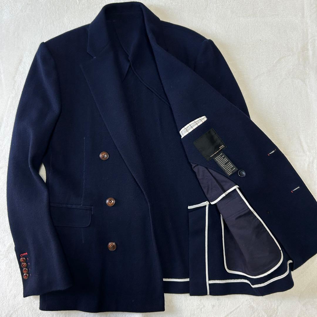 美品 D/him ダブルスタンダード カシミヤ100% ダブルジャケット48 紺