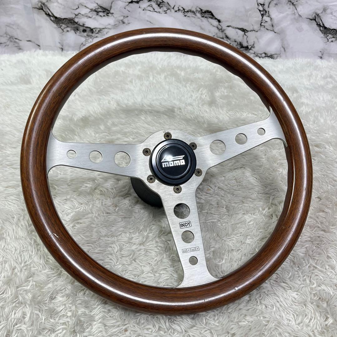 Momo Indy ウッドステアリングホイール ヴィンテージ レアロゴ