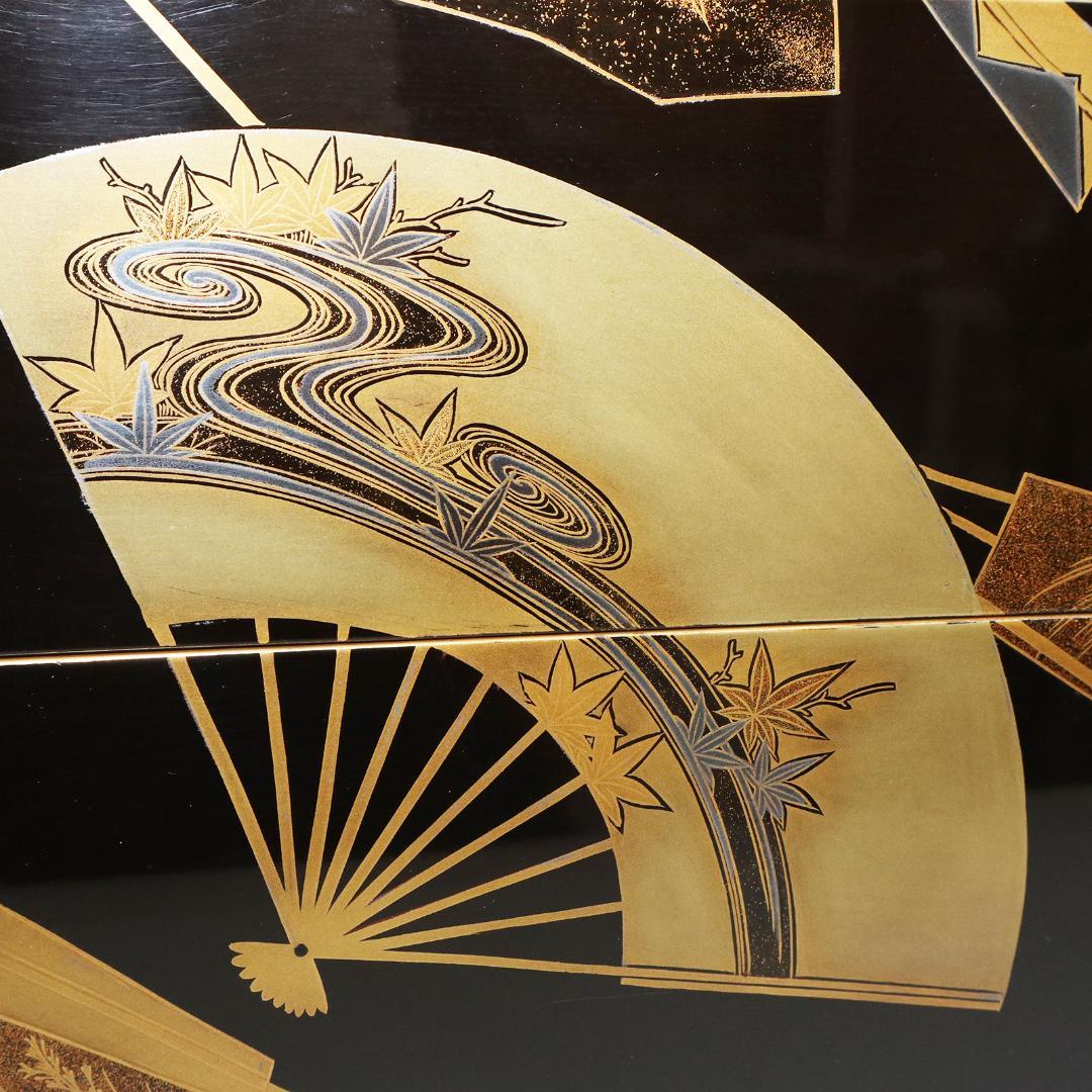 蒔絵 金蒔絵 重箱 4段 扇 漆 共箱