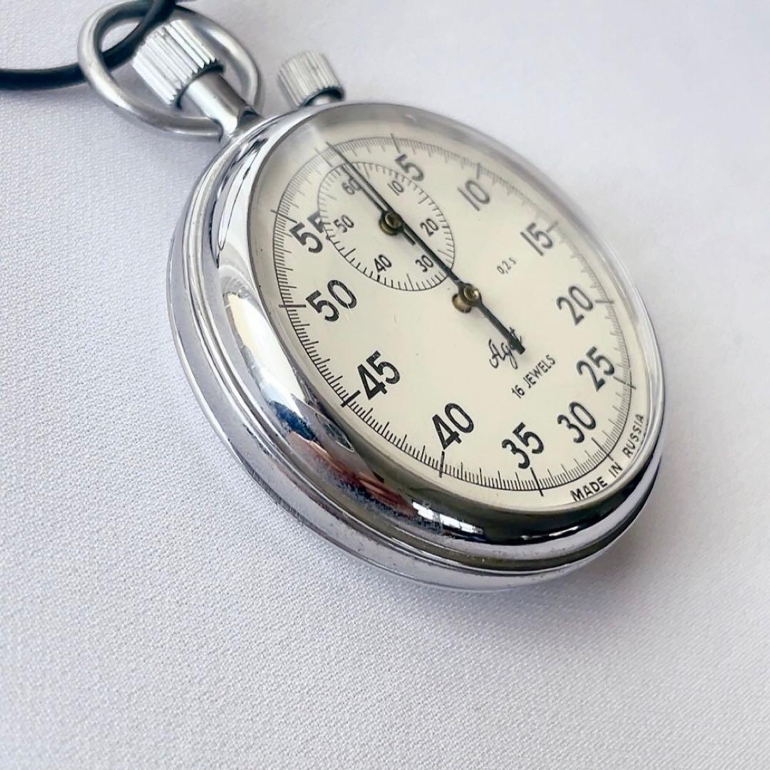 MADE IN RUSSIA Agat 16石　手巻き式ストップウォッチ　♪