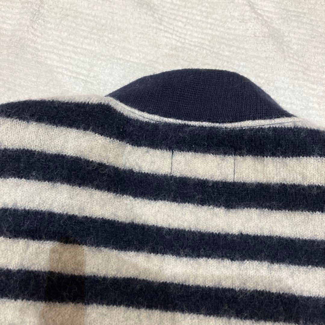 極美品ヤンクシャー　サイズ42 、XL ニットカーディガン、　白ネイビー、