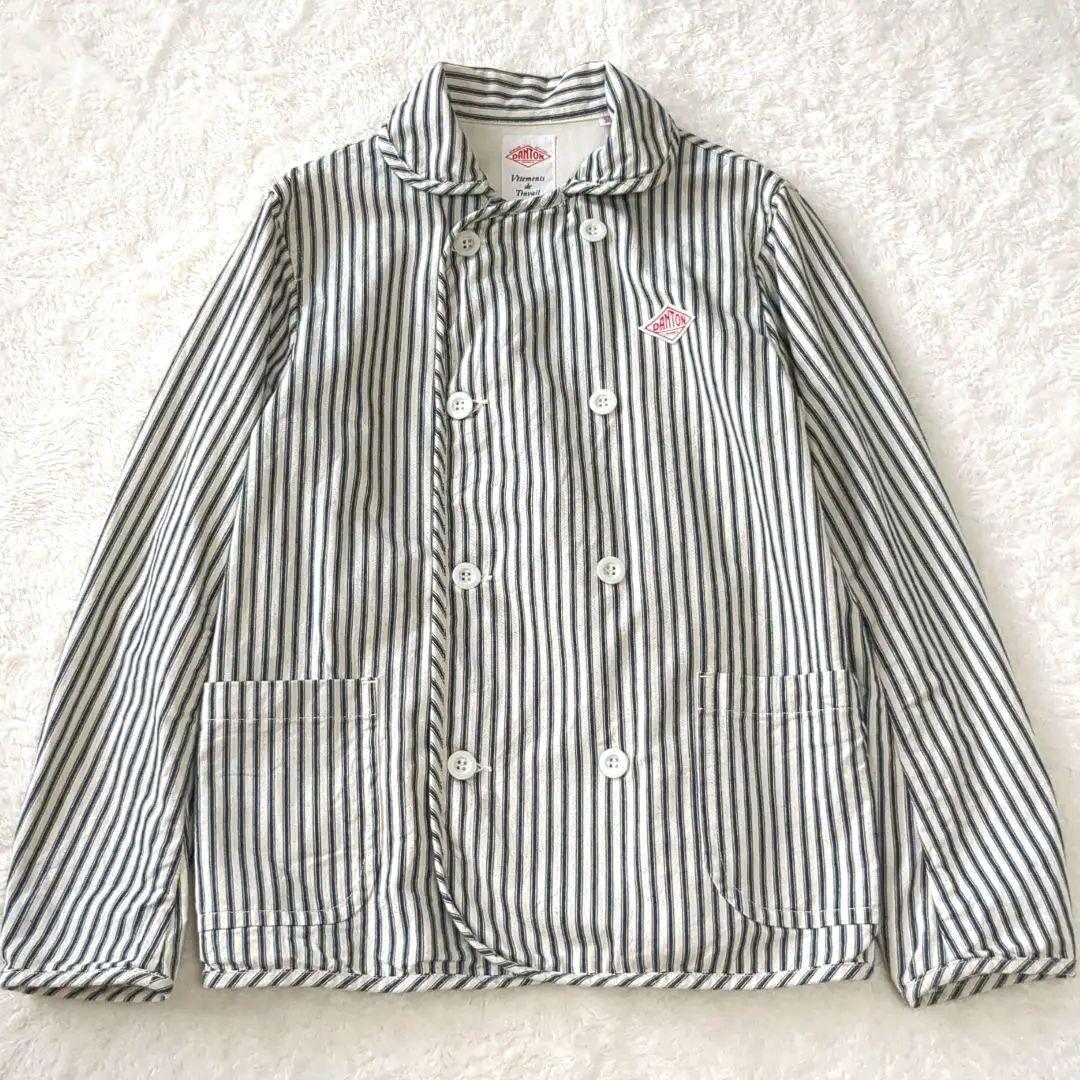 ダントン ヒッコリー 丸襟　コットン　ストライプ　ジャケット アウター　 S