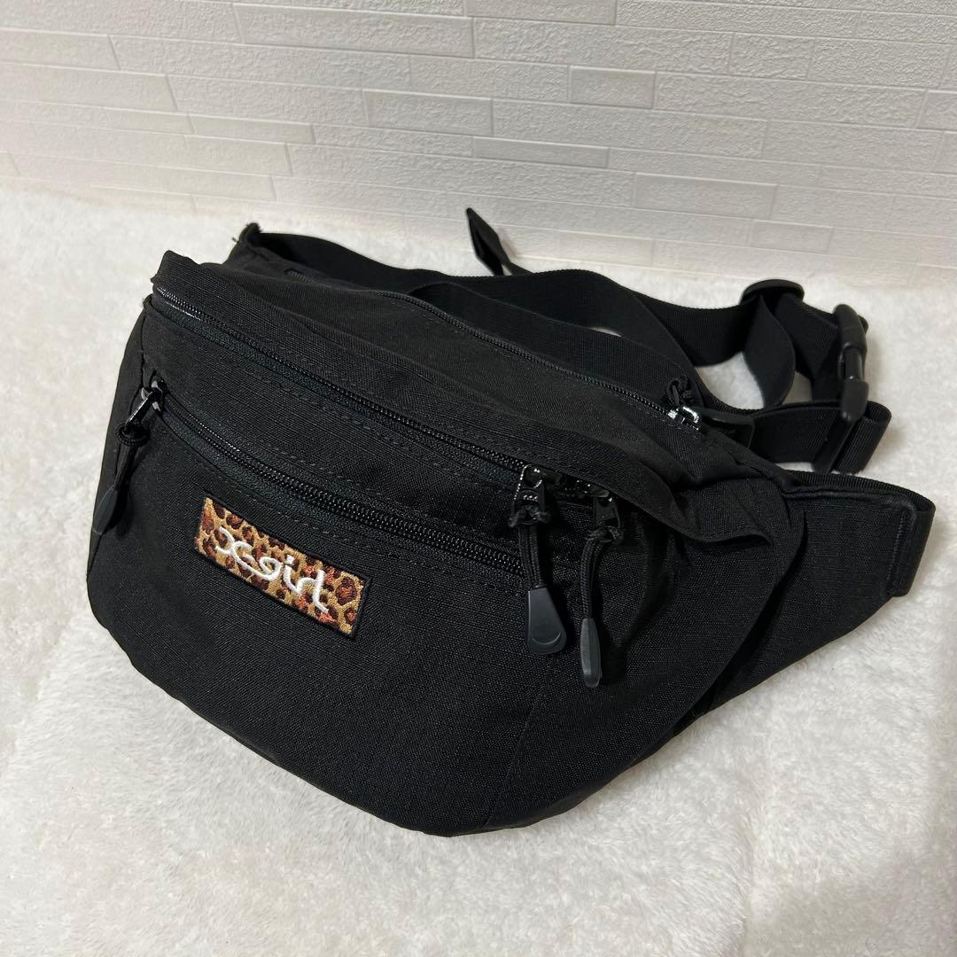 ★(^^) ★新品　エックスガールレオパードボックスロゴヒップバッグ