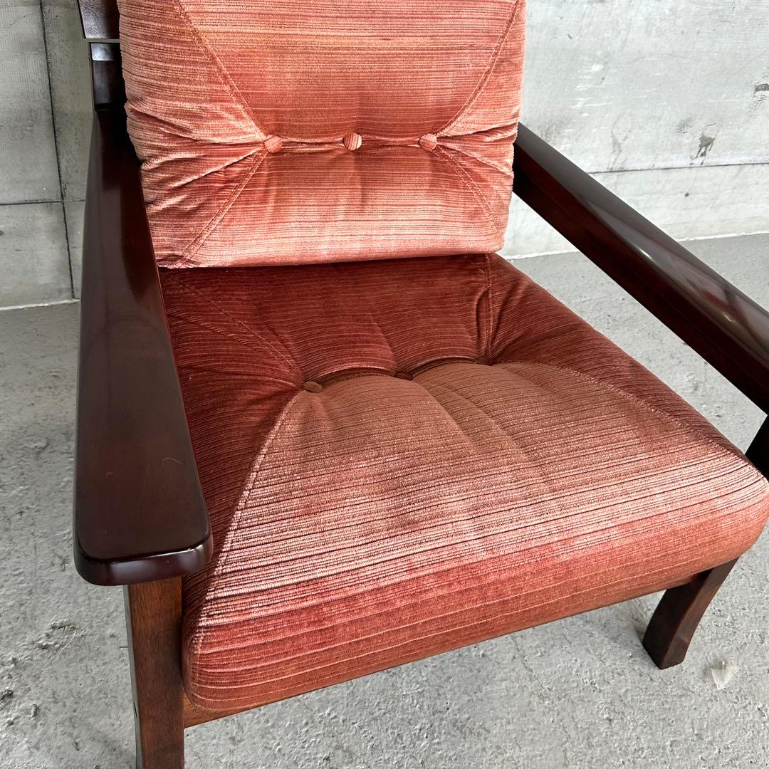 ★80s★ 昭和レトロ 森繁 MORISHIGE 1Pソファ｜無垢木枠 和モダン