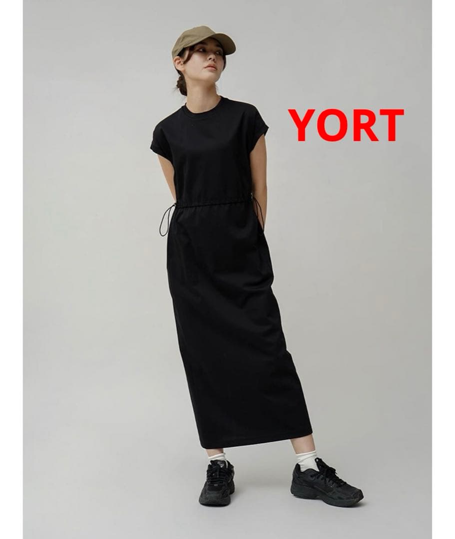 ヤマダヤ YORT 【２wayストレッチ】ドロストカットワンピース 半袖ワンピ