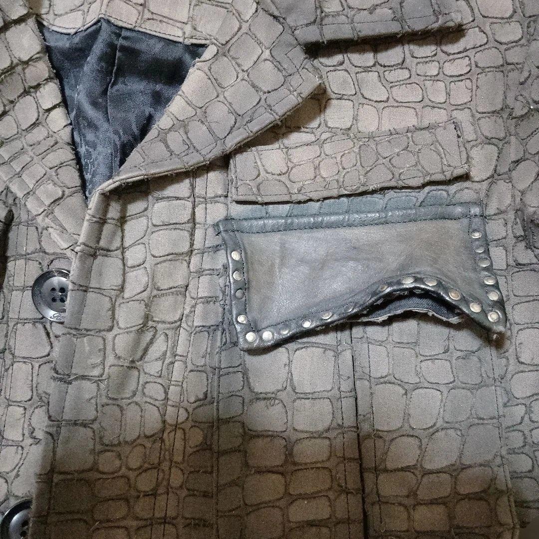 Roen クロコ型押し ミリタリージャケット 部分パイソン ディアスキン 46