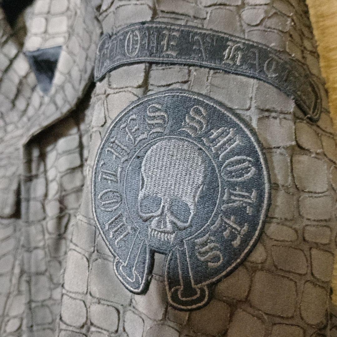 Roen クロコ型押し ミリタリージャケット 部分パイソン ディアスキン 46