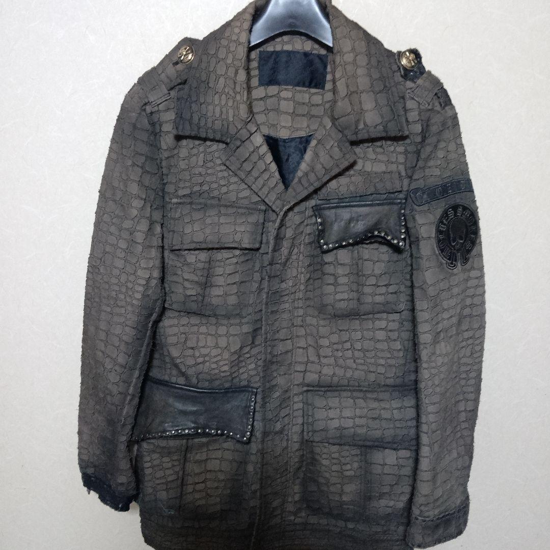 Roen クロコ型押し ミリタリージャケット 部分パイソン ディアスキン 46