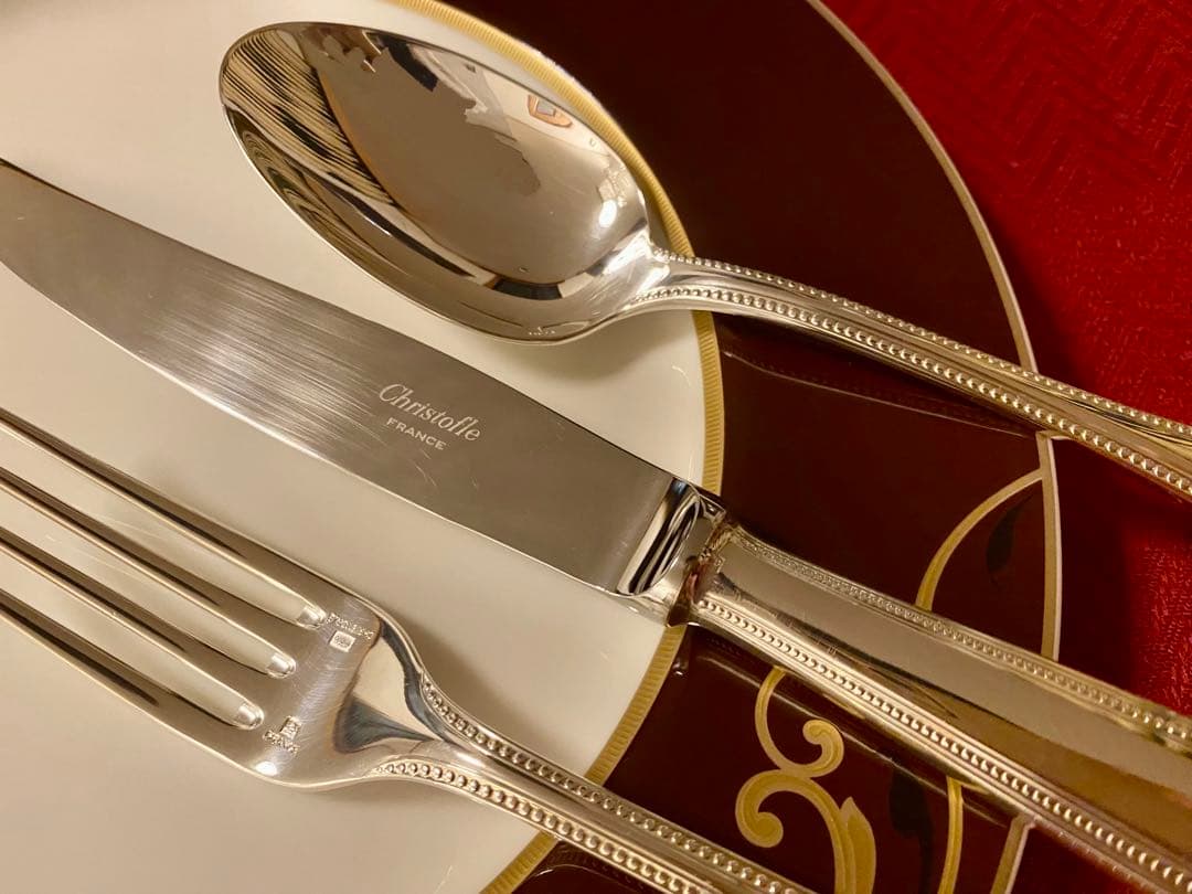 【☆美品☆】クリストフル パール テーブルサイズ カトラリーセット