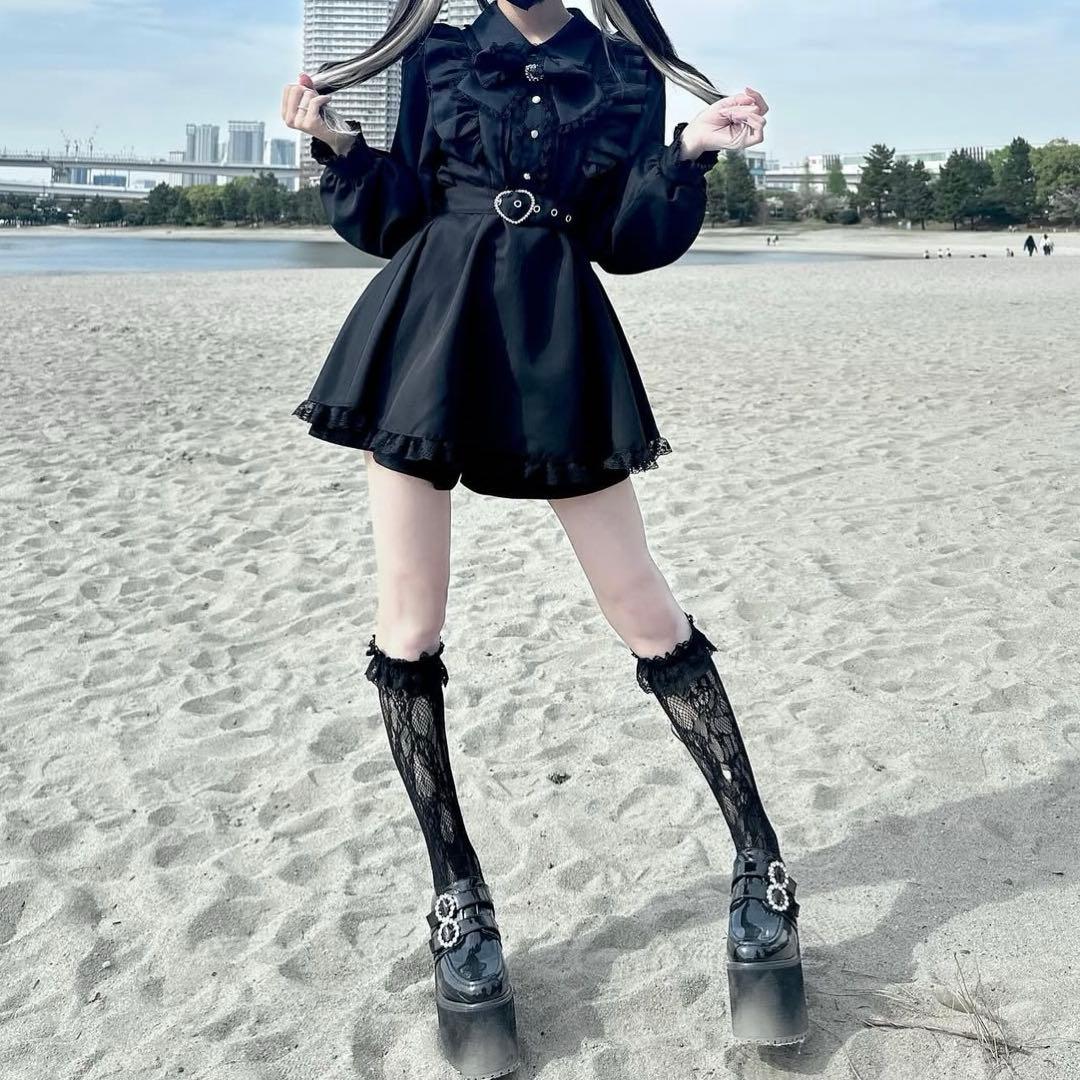 地雷 パルエルフィー メイド フリル リボン 十字架 ベルト セットアップ