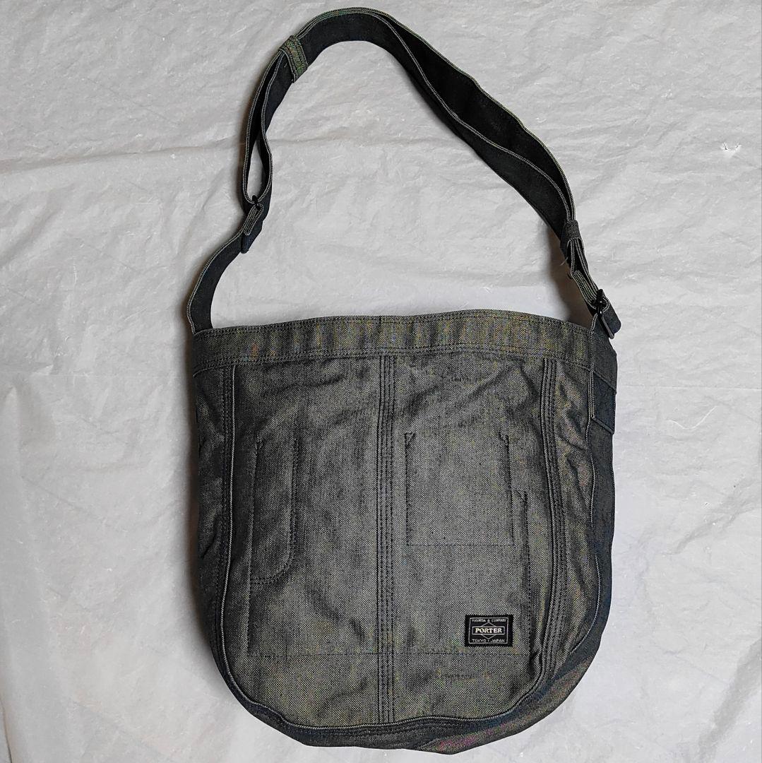 【極美品】ポーター　ショルダーバック　デニム　通勤　通学　旅行　大容量　A4収納