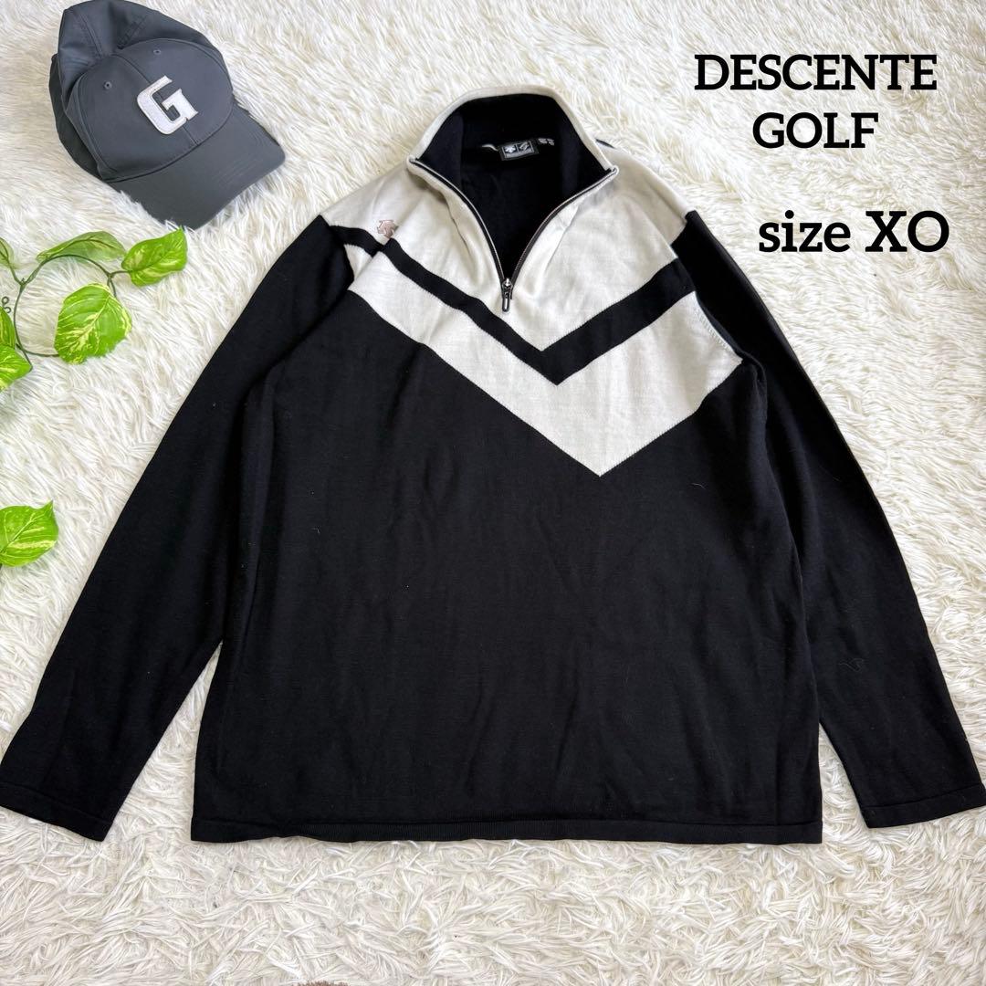 【デサントゴルフ】美品 ハーフジップ ニット ブラック XXLサイズ メンズ