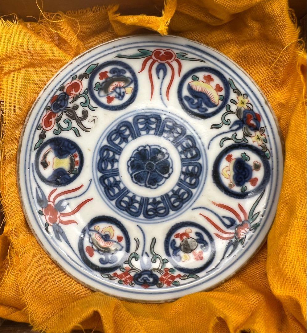 中国美術 古玩 大明嘉靖年製 小皿セット　木箱付き