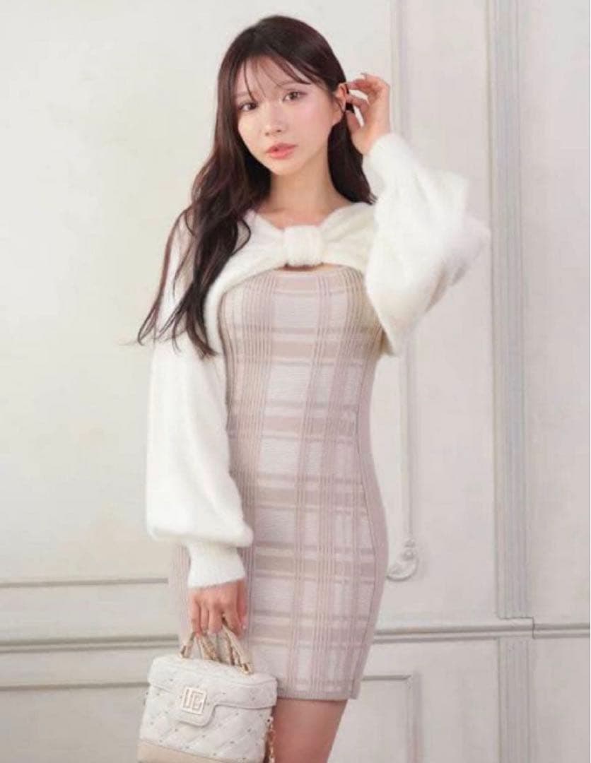 ♡ LIP SERVICE リップサービス リボンフェザーアンサンブルニットOP