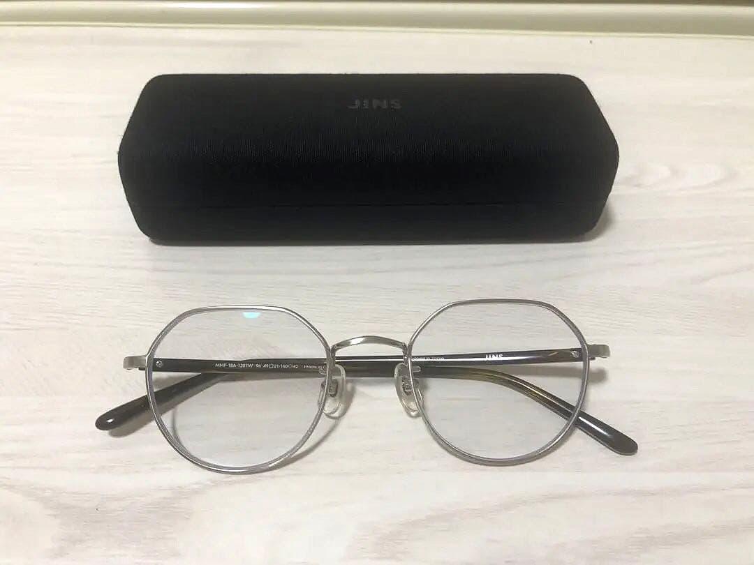 【美品】JINS CLASSIC シルバーメタルフレーム 丸型メガネ ケース付き