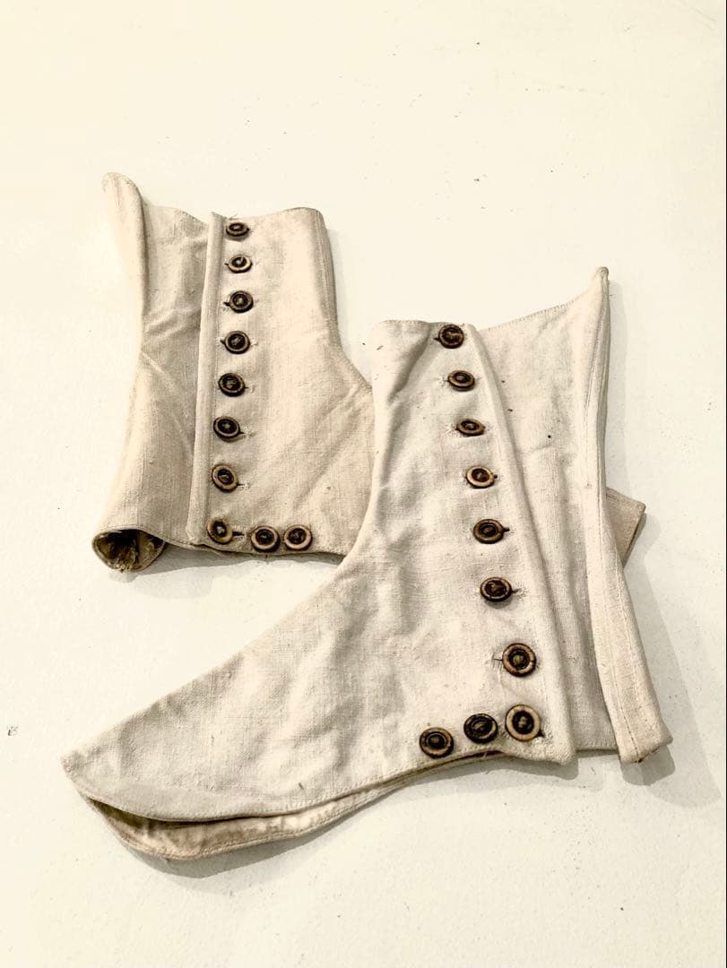 フランスアンティーク 白リネン フットカバー