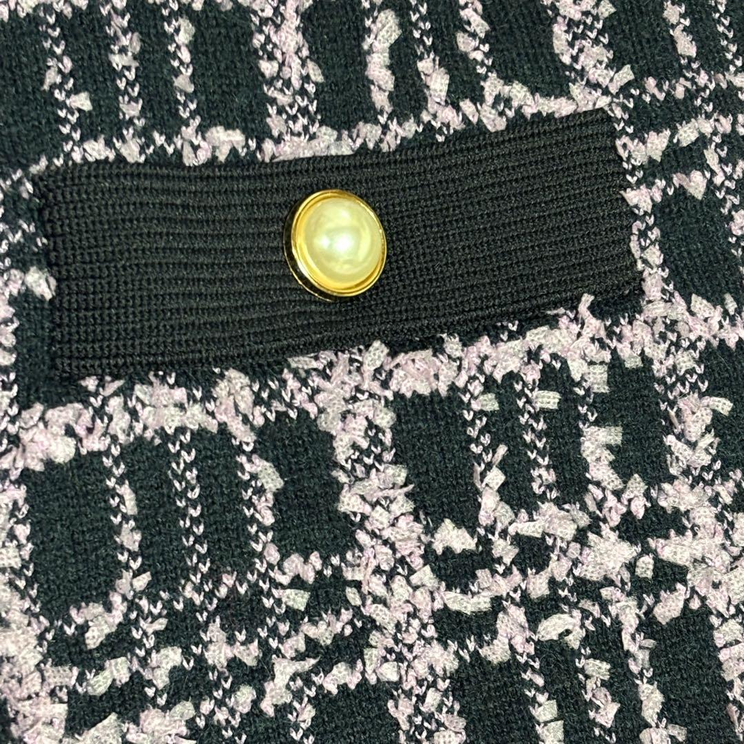 美品 グレースコンチネンタル　ツイード ニットワンピース　36（S相当　ピンク紫